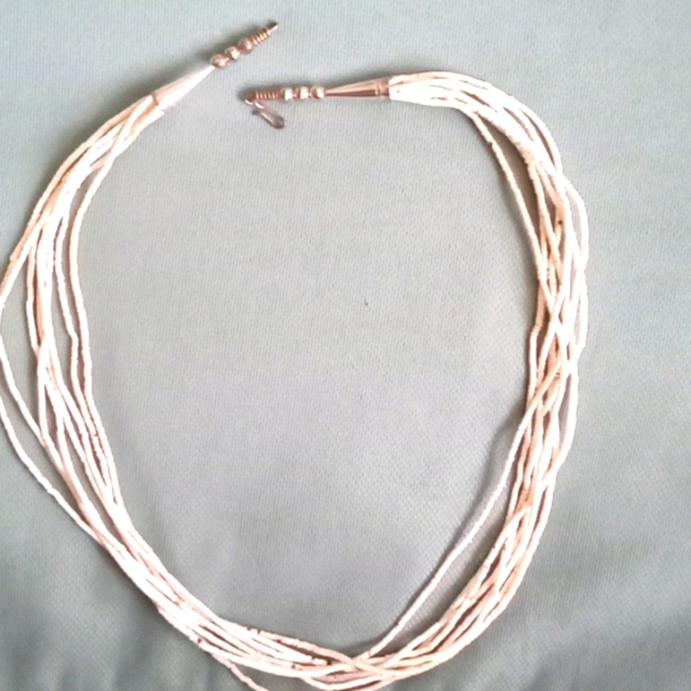 NATIVE AMERICAN 8 STRAND WHITE SHELL HESHI BEAD NECKLACE - Picture 1 of 5